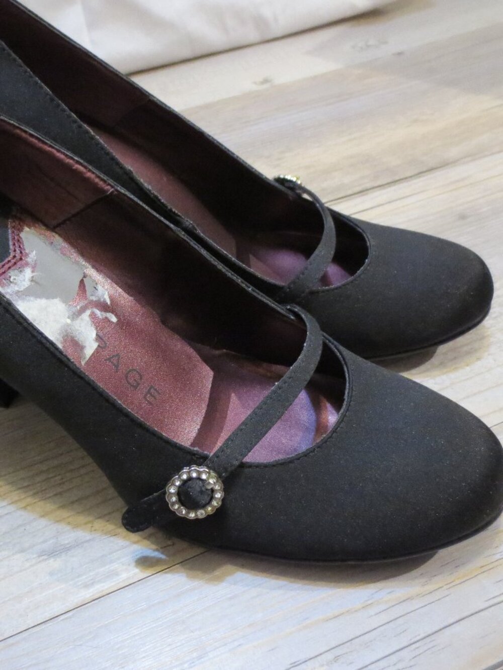 Rampage Pump Heels Kelsea Rhinestone Embellished Satin Dressy Mary Jane